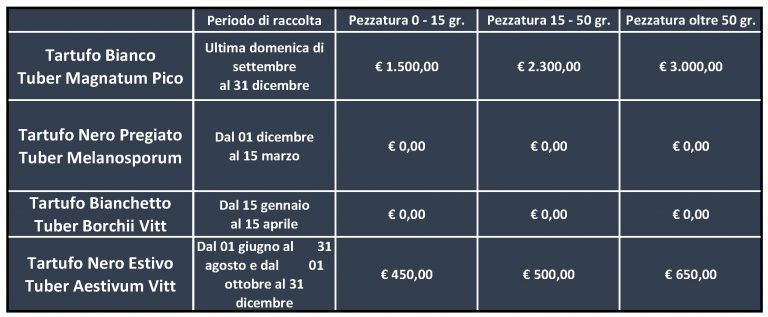 La Borsa Del Tartufo: I Prezzi | Acqualagna